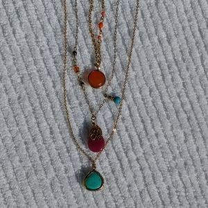 Pretty Gold Tone Triple Chain Necklace!!!